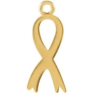 14K Yellow Breast Cancer Awareness Ribbon Charm