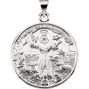 Sterling Silver 26 mm St. Francis of Assisi Medal