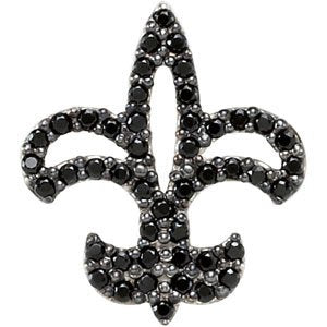 Sterling Silver Black Spinel Fleur-De-Lis Pendant