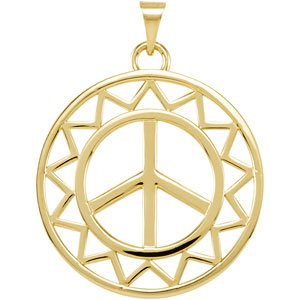 Sun Shaped Peace Sign Pendant