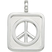 Load image into Gallery viewer, Sterling Silver Rectangle Shaped Peace Sign Pendant
