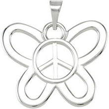 Load image into Gallery viewer, Sterling Silver 16x19.5 mm Butterfly Peace Sign Pendant
