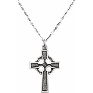 Sterling Silver Celtic-Inspired Cross Necklace