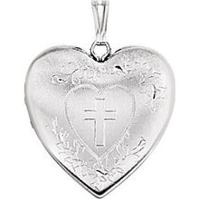 Load image into Gallery viewer, Sterling Silver 25.2x23.7 mm Heart Locket with Cross
