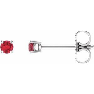14K White 2.5 mm Round Chatham¬Æ Created Ruby Earrings