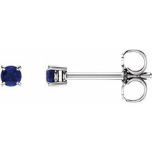 Load image into Gallery viewer, 14K White 2.5 mm Round Chatham¬Æ Created Blue Sapphire Earrings
