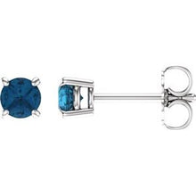 Load image into Gallery viewer, 14K White 4 mm Round London Blue Topaz Earrings
