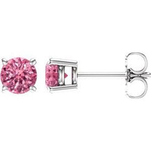 Load image into Gallery viewer, 14K White 5 mm Round Baby Pink Topaz Earrings

