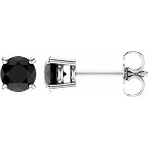 14K White 5 mm Round Onyx Earrings