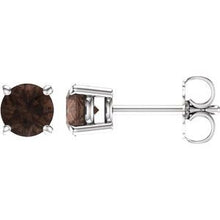 Load image into Gallery viewer, 14K White 5 mm Round Smoky Quartz Earrings

