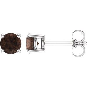 14K White 5 mm Round Smoky Quartz Earrings