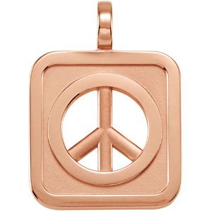 Rectangle Shaped Peace Sign Pendant
