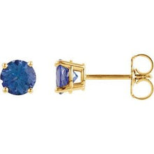 Load image into Gallery viewer, 14K Yellow 5 mm Round London Blue Topaz Earrings
