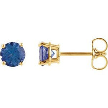 Load image into Gallery viewer, 14K Yellow 4 mm Round London Blue Topaz Earrings
