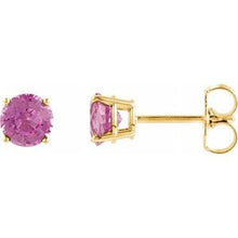 Load image into Gallery viewer, 14K Yellow 5 mm Round Baby Pink Topaz Earrings
