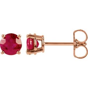 14K Rose Ruby Earrings