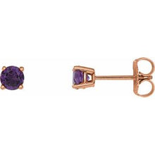 Load image into Gallery viewer, 14K Rose 4 mm Round Amethyst Earrings
