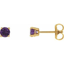 Load image into Gallery viewer, 14K Yellow 4 mm Round Amethyst Earrings
