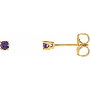 14K Yellow 2.5 mm Round Amethyst Earrings