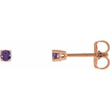 Load image into Gallery viewer, 14K Rose 2.5 mm Round Amethyst Earrings

