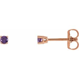 14K Rose 2.5 mm Round Amethyst Earrings