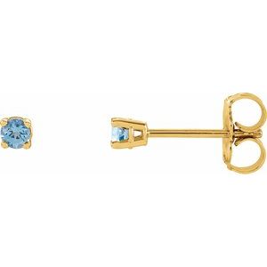14K Yellow 2.5 mm Round Aquamarine Earrings