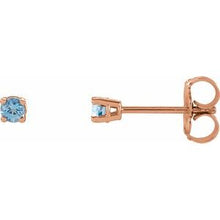 Load image into Gallery viewer, 14K Rose 2.5 mm Round Aquamarine Earrings
