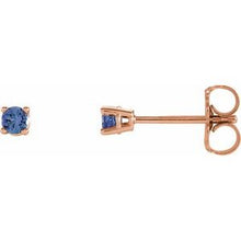 Load image into Gallery viewer, 14K Rose 2.5 mm Round Tanzanite Earrings
