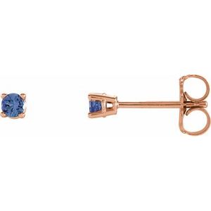 14K Rose 2.5 mm Round Tanzanite Earrings