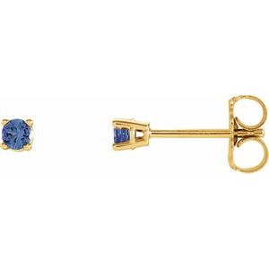 14K Yellow 2.5 mm Round Blue Tanzanite Earrings