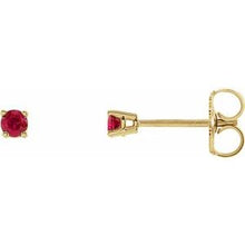 Load image into Gallery viewer, 14K Yellow 2.5 mm Round Chatham¬Æ Created Ruby Earrings
