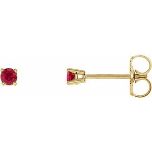 14K Yellow 2.5 mm Round Chatham¬Æ Created Ruby Earrings