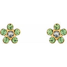 Load image into Gallery viewer, 14K Yellow Imitation Crystal August Birthstone Piercing Earrings
