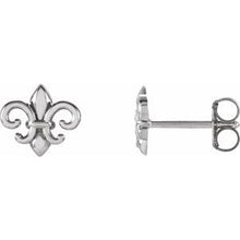 Charger l&#39;image dans la galerie, 14K White 8.25x7.4 mm Fleur-de-Lis Earrings
