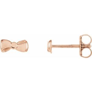 14K Rose 6.5x3.1 mm Bow Earrings