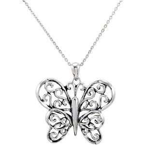 Sterling Silver The Butterfly Principle 18" Necklace