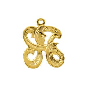 14K Yellow "C" 12.75 mm Monogram Initial Dangle