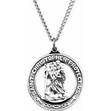 Charger l&#39;image dans la galerie, Sterling Silver 29 mm St. Christopher Medal Necklace
