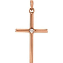 Load image into Gallery viewer, 14K Rose 19.2x9 mm White Sapphire Cross Pendant
