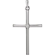 Load image into Gallery viewer, Sterling Silver 30.4x16.3 mm .03 CT Diamond Cross Pendant
