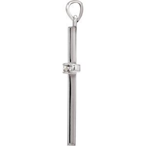 Sterling Silver 30.4x16.3 mm .03 CT Diamond Cross Pendant