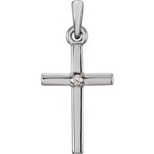 Load image into Gallery viewer, Sterling Silver 19.2x9 mm .01 CT Diamond Cross Pendant
