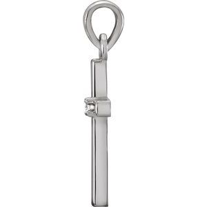 Sterling Silver 19.2x9 mm .01 CT Diamond Cross Pendant