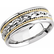 Load image into Gallery viewer, 18K White/Yellow 8 mm Woven Band Size 10.5
