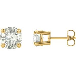 14K Yellow 8 mm Round Forever One‚Ñ¢ Moissanite Earrings