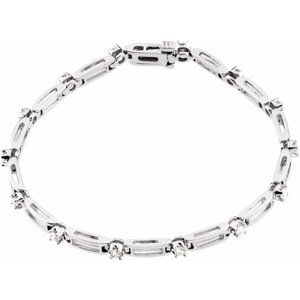 14K White 3/4 CTW Diamond Line 7" Bracelet