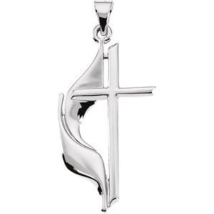 Sterling Silver 30x17.5 mm Methodist Cross Pendant