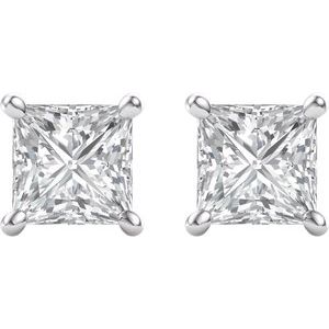 14K White 6.5 mm Square Forever One‚Ñ¢ Moissanite Earrings