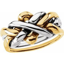 Charger l'image dans la galerie, Bague Puzzle 4 pièces 12,5 mm jaune / blanc 18K
