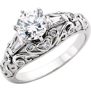 14K White 3/4 CTW Diamond Engagement Ring Mounting